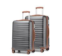 Valigia da viaggio， Cabin Suitcase Lightweight PC Carry On Luggage Suitcase Hard Shell Hand Luggage with 4 Spinner Wheels, 3 Digit Combination Lock(Grey Brown,24"+28")