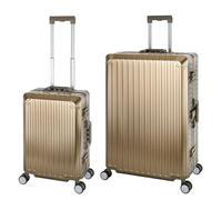 Valigia da viaggio in alluminio, con manico telescopico, TSA, 4 ruote, gold, Handgepäck & Großer Koffer XL Set, Set di valigie