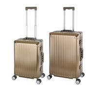 Valigia da viaggio in alluminio, con manico telescopico, TSA, 4 ruote, gold, Handgepäck & Mittlerer Koffer Set, Set di valigie