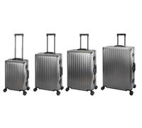 Valigia da viaggio in alluminio, con manico telescopico, TSA, 4 ruote, grafite, Handgepäck, Mittel, Groß & XL Koffer Set, Set di valigie