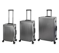 Valigia da viaggio in alluminio, con manico telescopico, TSA, 4 ruote, grafite, Handgepäck, Mittlerer und Großer Koffer XL Set, Set di valigie