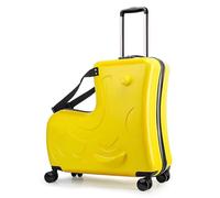 Valigia da viaggio multifunzionale, bagaglio da viaggio con cinghia di sicurezza, ruote girevoli, leggero e resistente, può contenere 80 libbre, per ragazzi e ragazze dai 2 ai 12 anni yellow 20inch