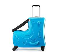 Valigia da viaggio multifunzionale, bagaglio da viaggio con cinghia di sicurezza, ruote girevoli, leggero e resistente, può contenere 80 libbre, per ragazzi e ragazze dai 2 ai 12 anni blue 20inch