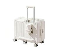 Valigia da viaggio per bambini, bagaglio a rotelle con serratura con password, poggiapiedi laterali e portabicchieri nascosto, per viaggi di ragazzi e ragazze(White,20in)