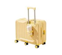 Valigia da viaggio per bambini, bagaglio a rotelle con serratura con password, poggiapiedi laterali e portabicchieri nascosto, per viaggi di ragazzi e ragazze(Yellow,20in)