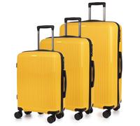 Valigia Dam Set 3 Pezzi Trolley PP Leggero Giallo TSA 4 Ruote