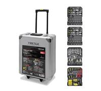 Valigia degli attrezzi composta da 186 pezzi || attrezzi riposti in 4 vassoi con ruote e manico telescopico || Set Completo di Utensili Per Fai da Te e Professionisti || trolley degli attrezzi