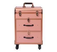 Valigia di trucco professionale Valigetta di trucco con ruote per truccatori Valigetta cosmetica Rosa Rotella girevole a 360° Viaggio manicure truccatore acconciatura, Rosa, Rosa