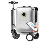 Valigia elettrica da viaggio, leggera e impermeabile, con serratura digitale e manico telescopico per una comoda mobilità, Argento, 2Battery