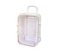 Valigia Forma Rossetto Borsa Donna Piccola Carta Deposito Bagagli Scatola di Immagazzinaggio Bambole Accessori Miniatura Trolley Caso, bianco, L