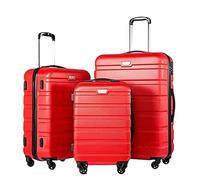 Valigia I Valigia Bagaglio Set Di Valigie In ABS Da 3 Pezzi Con Serrature, Include Valigie Spinner Da 20", 24", 28" Trolley Bagaglio(Rot)