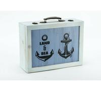 VALIGIA IN LEGNO DIPINTO - STILE MARE ANCORA - ARREDO CASA VETRINA NEGOZIO