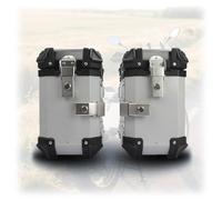 Valigia Laterale Per Motocicletta In Alluminio Rigido 28L Impermeabile Coppia Universale Con Serratura Bauletto Laterale Sinistro E Destro Fodera Interna In Pelle Antiurto(Argento)