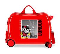 Valigia per bambini Disney Topolino e Minnie Travel the World London Rosso 50x39x20 cm ABS rigido Chiusura laterale con combinazione 34L 1,8 kg Bagaglio a mano 4 ruote