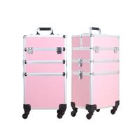 Valigia Per Il Trucco Valigia professionale multistrato for il trucco, trolley portatile, for cosmetici, unghie, bellezza, viaggio, attrezzi(Pink(3 layers))
