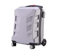 Valigia per scooter per bambini con manico telescopico, grande capacità, pieghevole, design muto per viaggi, valigia divertente e funzionale per bambini, Argento