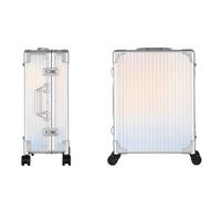 Valigia per trucco con carrello in alluminio con luce a LED Trucco cosmetico professionale Organizzatore per cosmetici Stazione di vanità per trucco illuminata a rotazione (Dazzling Stripes)