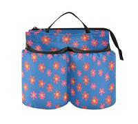 Valigia portabicchieri pieghevole piccoli fiori corallo blu portabicchieri borsa contenere due tazze da caffè per viaggiatori del mondo