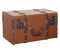 Valigia retrò, Baule in Legno Antico, Contenitore per valigie da Viaggio, Organizer per Abiti, Oggetti di Scena per vetrine fotografiche (Arancione, 48x28x15 cm)