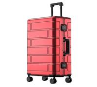 Valigia rigida in alluminio con chiusura a cerniera, approvata dalle compagnie aeree, con serratura, custodia rigida per bagagli in lega di metallo, per viaggi d'affari, Rosso, 51 cm, moderno
