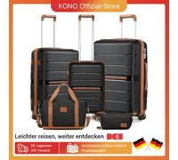 Valigia rigida leggera in polipropilene con lucchetto TSA (5 pezzi, nero) Set di valigie per viaggiatori britannici con valigia da viaggio