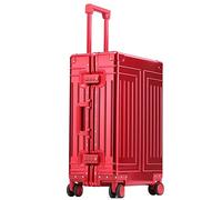 Valigia rigida per bagagli, in lega di alluminio e magnesio, con serratura a password, ruota universale, custodia da viaggio, Rosso, 26''