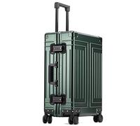 Valigia rigida per bagagli, in lega di alluminio e magnesio, con serratura a password, ruota universale, custodia da viaggio, Verde, 26''