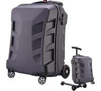 Valigia scooter per bambini,con manico telescopico,Grande capacità Mute valigia Scooter,Pieghevole Ride on Bagagli Scooter, Nero