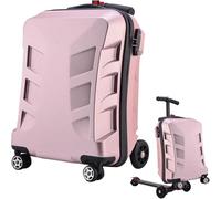 Valigia scooter per bambini,con manico telescopico,Grande capacità Mute valigia Scooter,Pieghevole Ride on Bagagli Scooter, Oro rosa, M