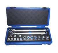 VALIGIA SET CHIAVI A BUSSOLA 17 PEZZI LUNGHE A CRICCHETTO CON SNODO da 8 a 22mm