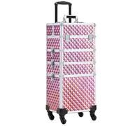 Valigia Trolley 4 in 1 da Trucco Beauty Case Make Up da Viaggio Estetista Rosa