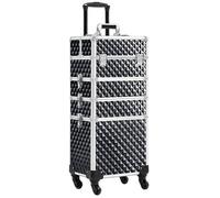 Valigia Trolley 4 in 1 Trucchi Beauty Case Viaggio Make Up Estetista Ruote Nero