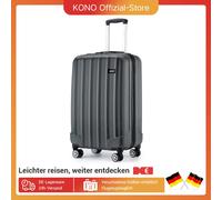 Valigia trolley Kono leggera in ABS rigida con 4 rotoli e lucchetto a combinazione, dimensioni bagaglio a mano (3 misure disponibili) Grigio scuro