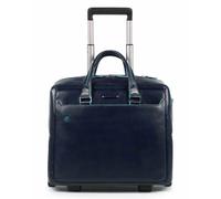 Piquadro Trolley business blu quadrato a 2 ruote in pelle con scomparto per laptop da 36 cm night blue (BV4729B2-BLU2)