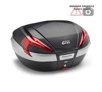 Valigia V56 MAXIA4 con catadiottri rossi, cover nera e inserto carbon look GIVI