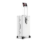 Valigia Valigia in alluminio Porta di ricarica USB Bagaglio a mano Valigia da viaggio d'affari leggera e di grande capacità Attrezzatura da viaggio(Blanc,20inch)