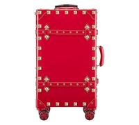 Valigia Valigia in pelle Bagagli grandi espandibili con ruote girevoli Bagagli da trasporto leggeri Valigie da viaggio rigide Durevole(Red,27 inches)