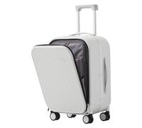 Valigia Valigie da bagaglio a mano con ruote Tasca frontale Design Bagagli for viaggi, affari, valigie portatili Leva regolabile Attrezzatura da viaggio(Blanc,18 inch)