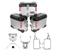 Valigie laterali APRILIA TUAREG 660 - LOBOO PIKE TRACKER - TRIS BLACK/SILVER VALIGIE+TOP CASE 45L+TELAI