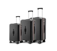Valigie Trolley Nero 56-66-76 cm in ABS con Doppie Ruote Girevoli