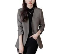 Valin Blazer da donna con un bottone, a maniche lunghe, modello a spina di pesce, slim fit, business, casual, per il lavoro, B1262, grigio., 44