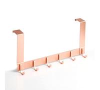 VALINK Appendiabiti da porta, appendiabiti da porta, con 6 ganci in alluminio, per porte spesse 35-45 mm, colore oro rosa