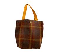 Valink Borse di grande capacità Borse a tracolla Button Tote Bag per le donne Signore Ragazze Casual Shopping Bag per il lavoro Scuola Uso quotidiano Grandi quadrati di lana Albicocca poco profonda