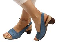 VALINK Sandali estivi da donna con tacco grosso, cinturino regolabile sul tallone, scarpe aperte sulle dita, scarpe estive autunnali da spiaggia all'aperto
