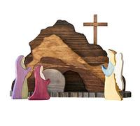 Valink - Set di presepe in legno per pasque, decorazione pasquale in legno, motivo resurrezione