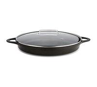 Valira - Casseruola Bassa con Coperchio, 40 cm, Compatibile con induzione, Colore: Nero