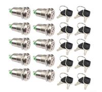 Valixirant 10-pack 3V-220v 12mm Chiave 1a-3a off Blocco Abs Interruttore Valutazione Rotante Finitura AC Alloggiamento Porta Controllo Argento - Blocco Interruttore Automotive Applicazione