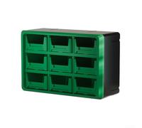 Valixirant 9- Gadget Storage Box Organizer Hardware Componenti elettronici Piccole parti - Sostanza Pp impilabile montabile a parete - 360 X 240 X 180 millimetri (verde scuro) (verde)