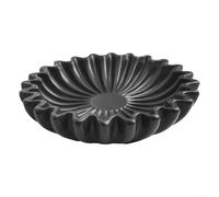 Valixirant Ciotola decorativa in resina, bordo scanalato a foglia di loto, bianco e nero, 15 x 15 x 5 cm, per soggiorno, tavolino da caffè, libreria, console (nero, M)