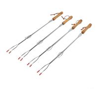 Valixirant Confezione da 4 forchette telescopiche in acciaio per barbecue, marshmallow, kebab, estensibili da 30,3 cm, situate in falò, utensili per barbecue all'aperto, campeggio, cortile, barbecue